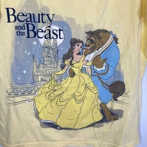Disney Beauty and the Beast Yellow Shirt Sz XL Womens Short Sleeve